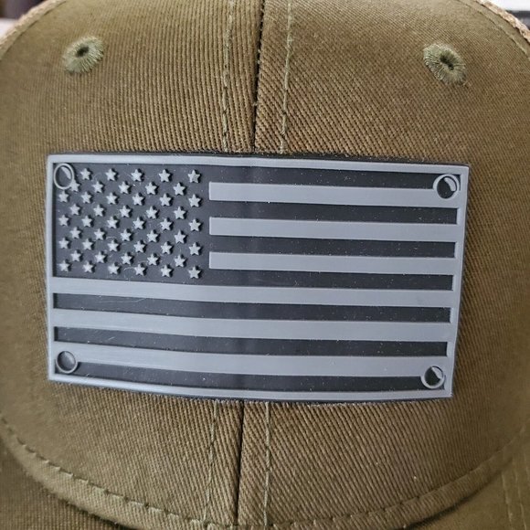 American Flag USA Olive Green Trucker Style Cap Hat‎ H3 Headwear. - Picture 3 of 3